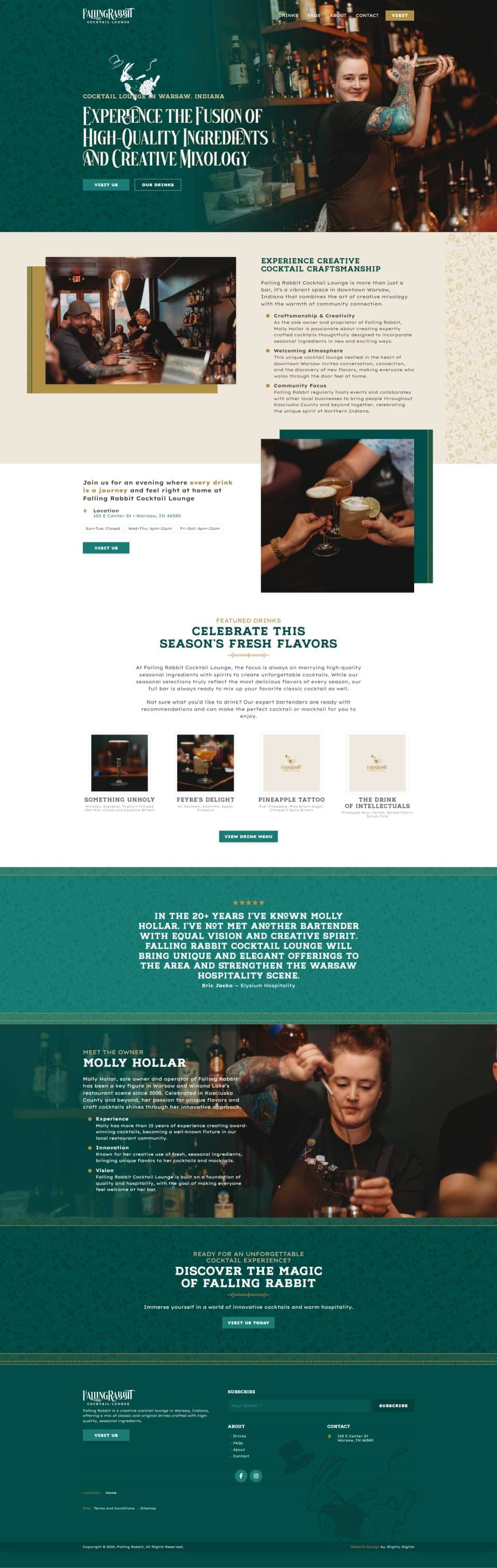 Bartender crafting a drink at Falling Rabbit Cocktail Lounge workshop.