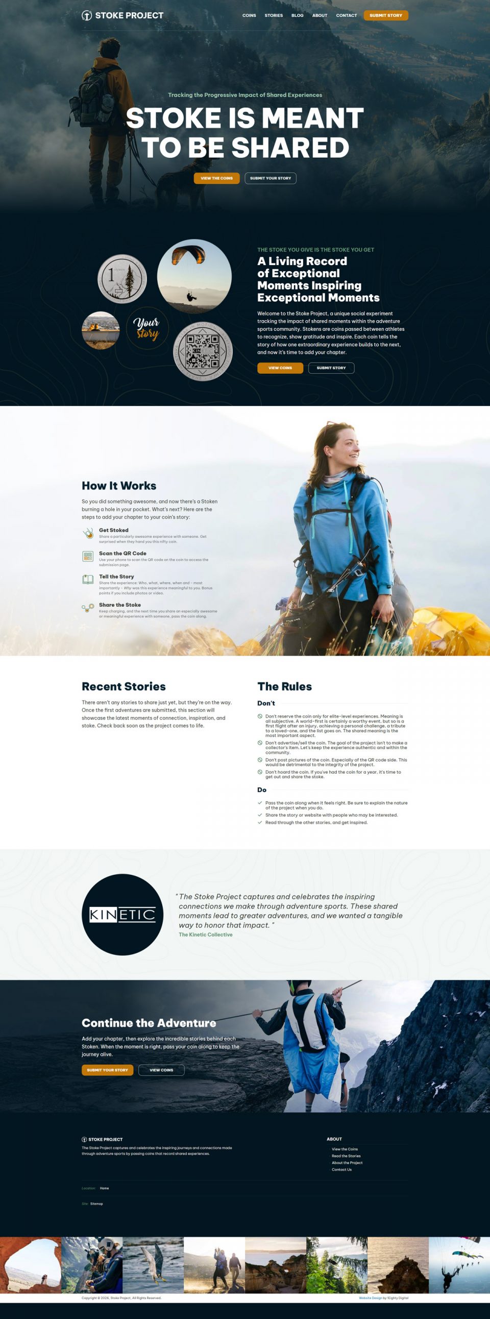 Homepage of an outdoor adventure website featuring hikers and gear information.