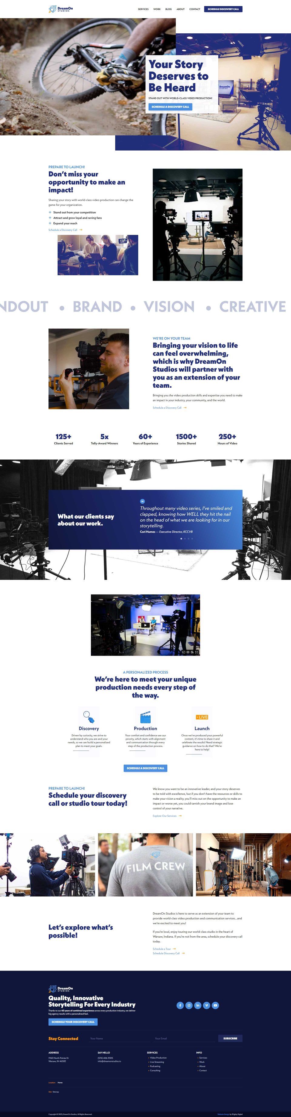 Explore DreamOn Studios video production services and equipment.