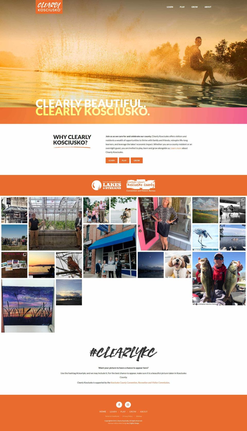 Website screenshot for Clearly Kosciuszko featuring outdoor activities.