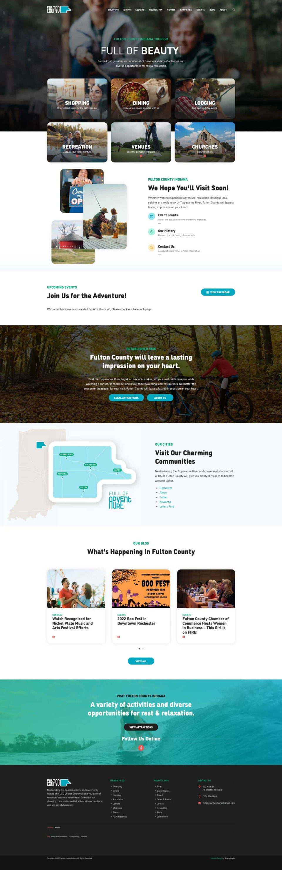 Tourism site layout featuring Fulton Countys outdoor activities and attractions.