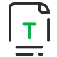 Icon of a document with a green T for content creation.