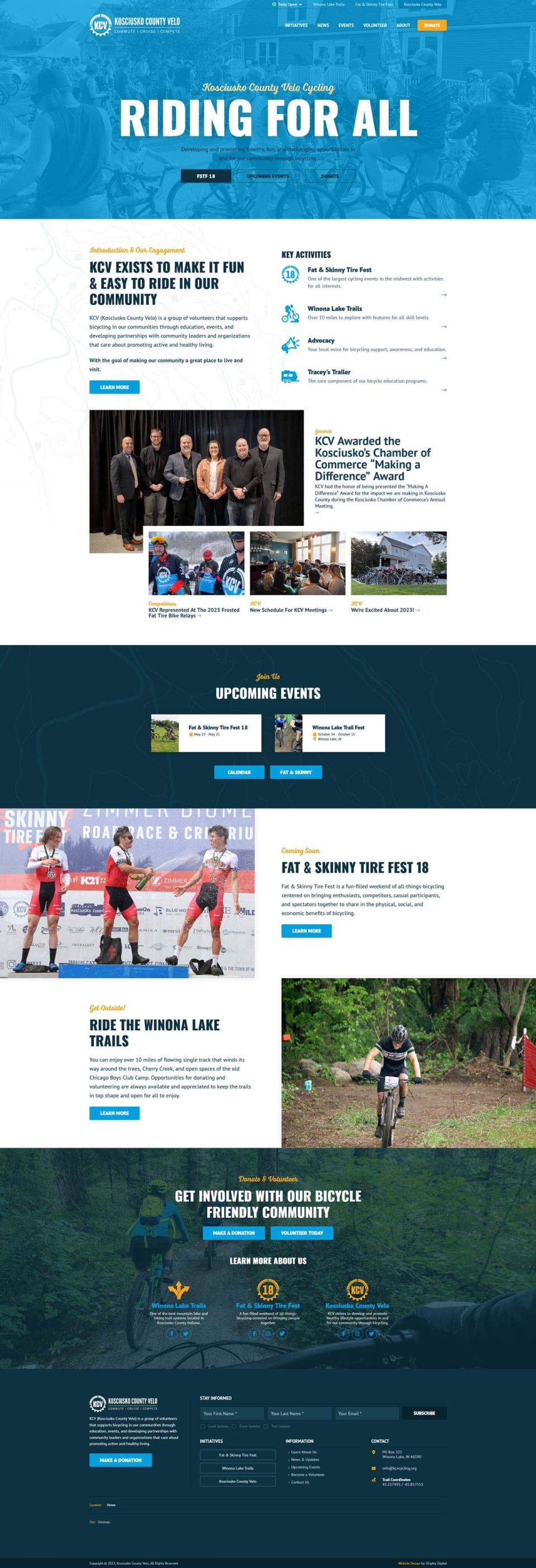 Kosciusko County Velos site features events and community cycling activities.