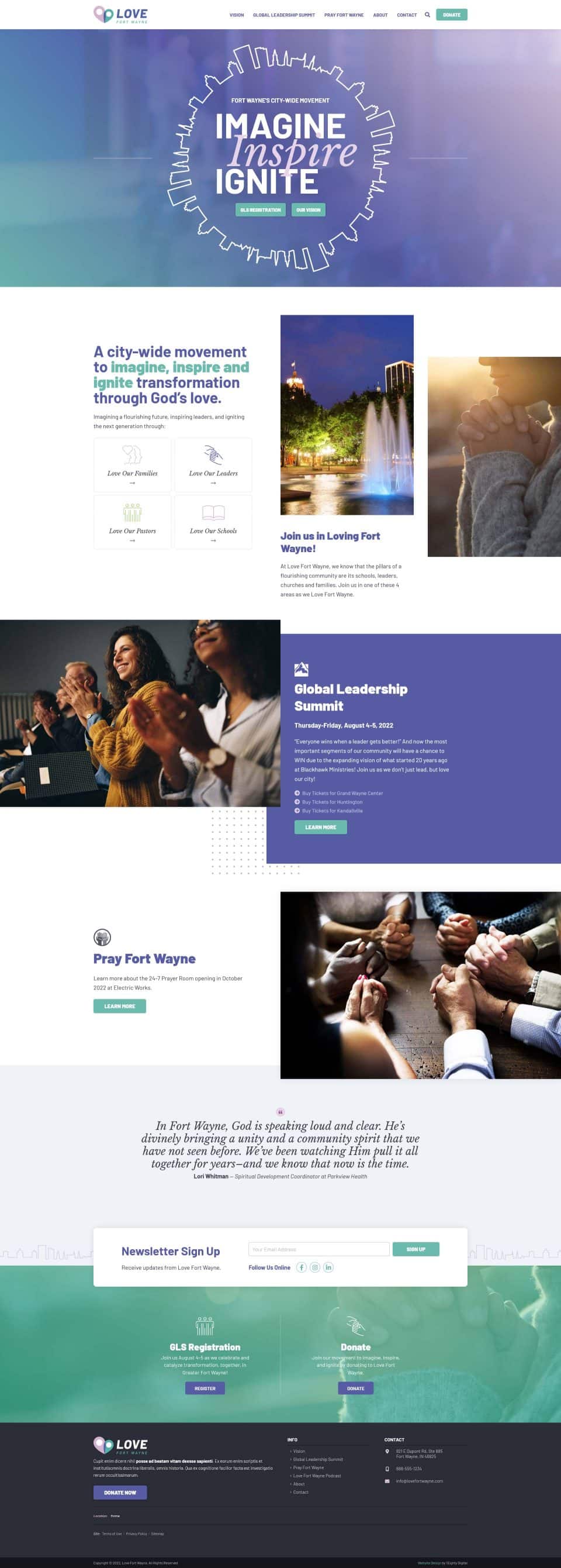 Screenshot promoting Love Fort Wayne faith-based leadership and prayer event.