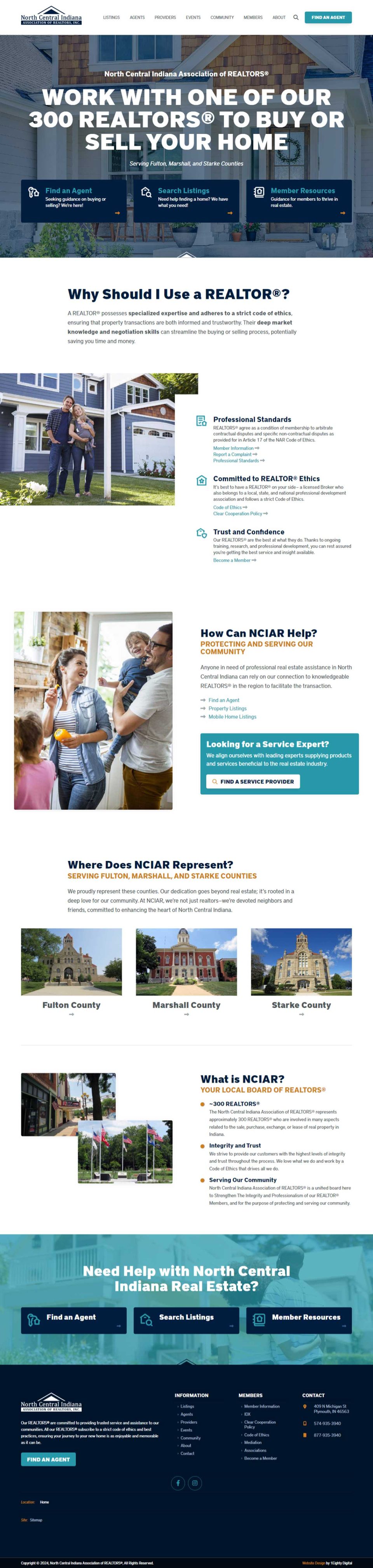 NCIAR real estate site: sleek text, vivid images, easy contact options.