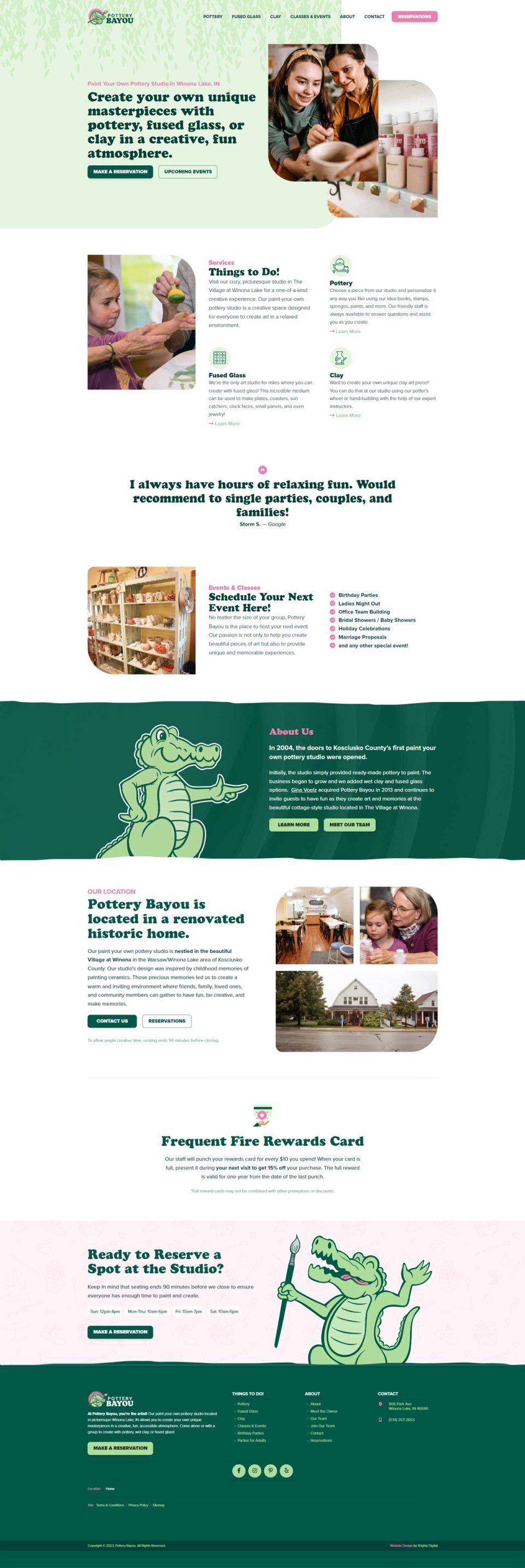 Explore Pottery Bayous site for fun activities, products, and bookings.