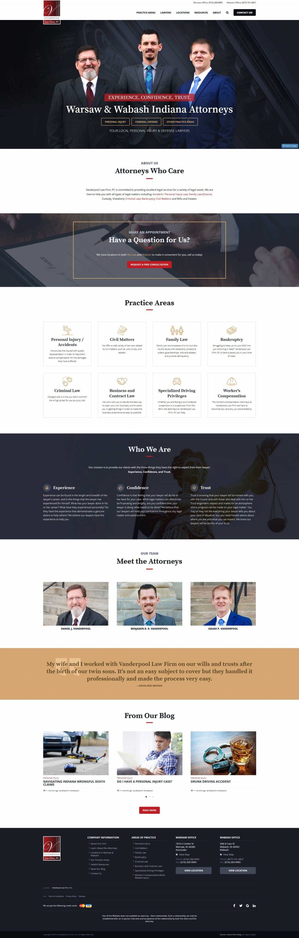Vanderpool Law Firm: Attorney profiles and vibrant blog section.