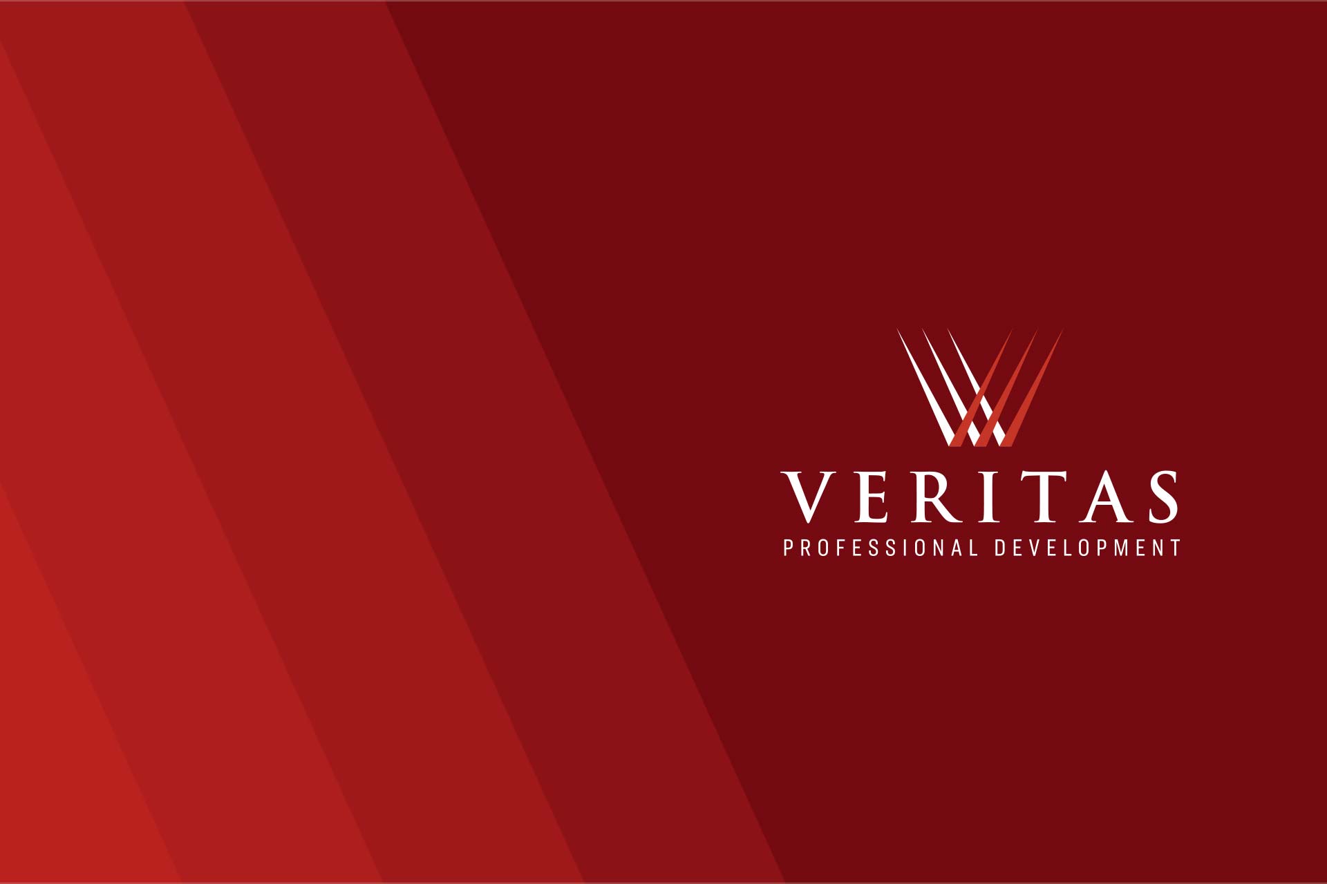 Red backdrop featuring the Veritas Professional Development logo on the right.